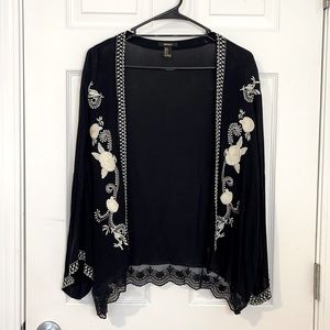 Floral black and white cardigan